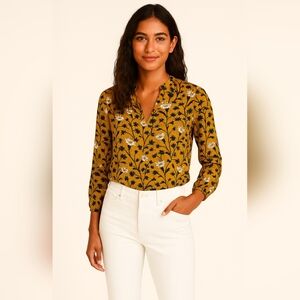 ANN TAYLOR FACTORY Floral Print V-Neck Top, Size XS